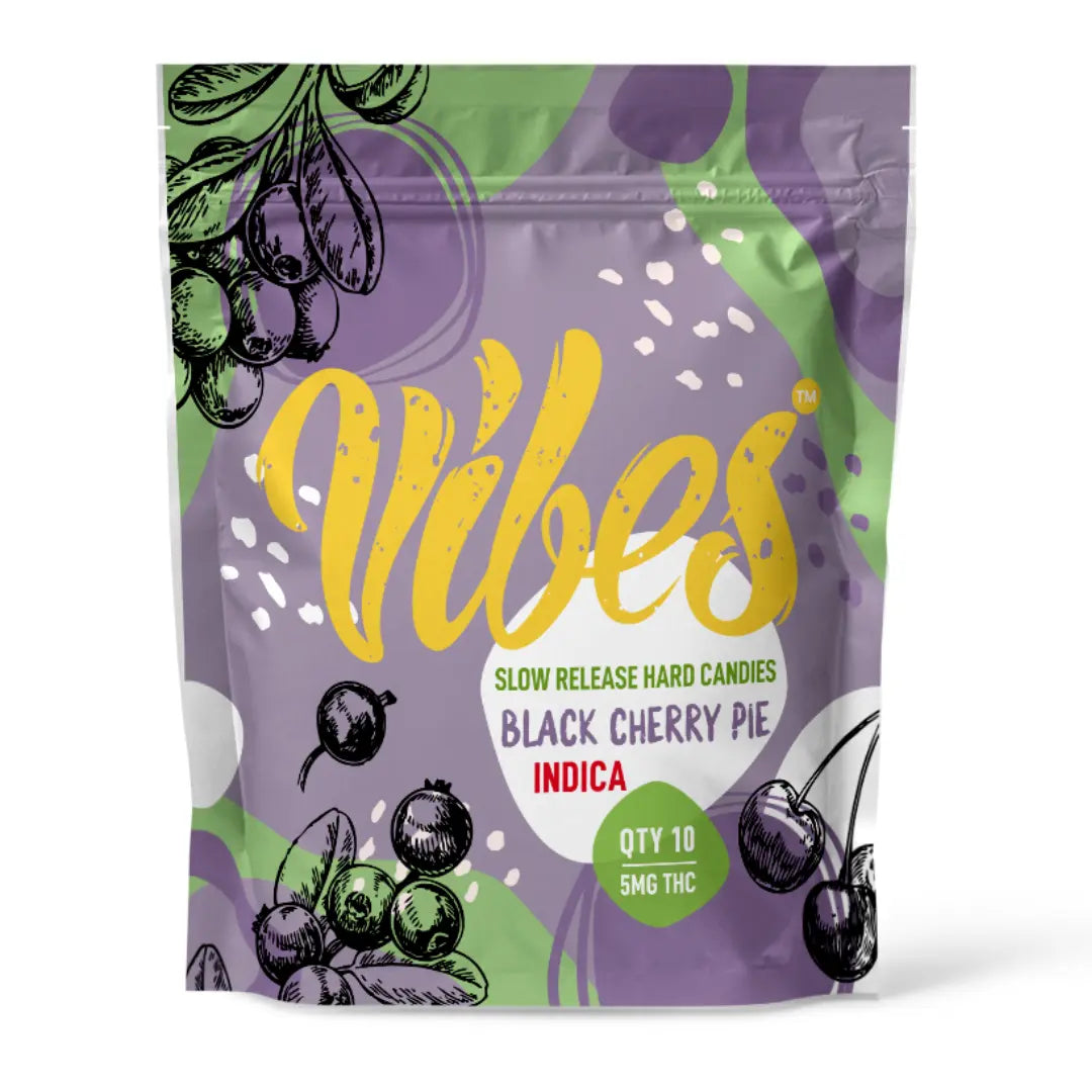 Vibes Hard Candy | Black Cherry Pie Strain | 5mg THC | THC Hard Candies