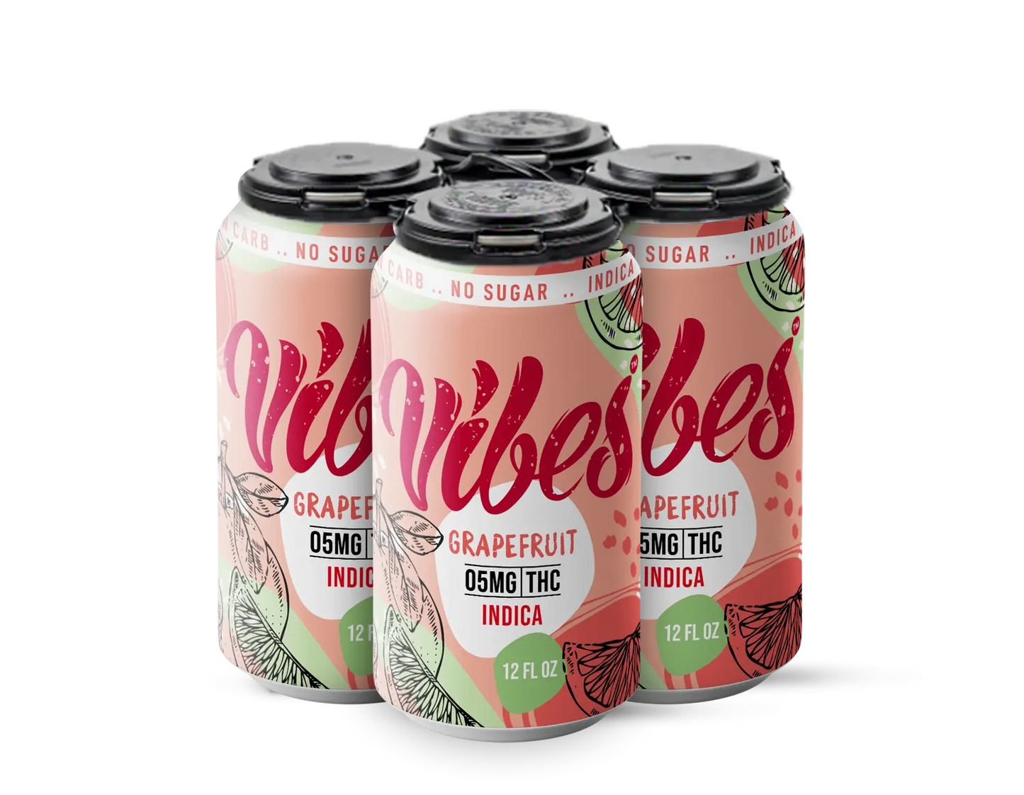 Vibes™ | Fresh Grapefruit | Delta 9 THC | 5mg | Drink | Indica | 4 Pack